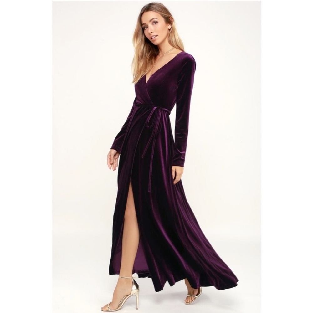 Lulu's Purple Velvet Maxi Dress